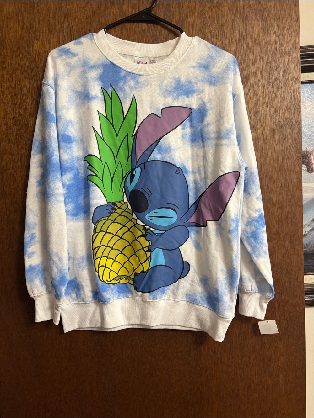 Blue Tie-Dye Stitch Pineapple Graphic Sweatshirt
